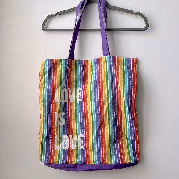 Handbags - NWOT Love is Love striped rainbow 100% cotton tote from Nordstrom Pride Rainbow